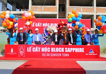 Đất Xanh cất nóc tòa nhà block Sapphire - dự án Sunview Town