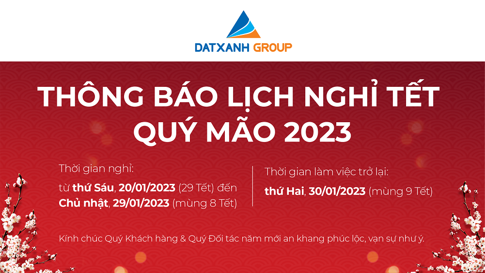 DXG thông báo lịch nghỉ Tết Nguyên đán 2023