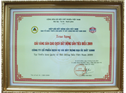 Giải vàng “Sàn giao dịch Bất động sản tiêu biểu” của Hiệp hội Bất động sản Việt Nam