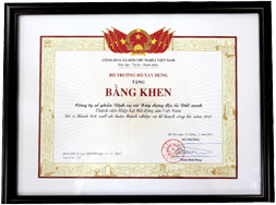 Bằng khen của Bộ trưởng Bộ Xây dựng