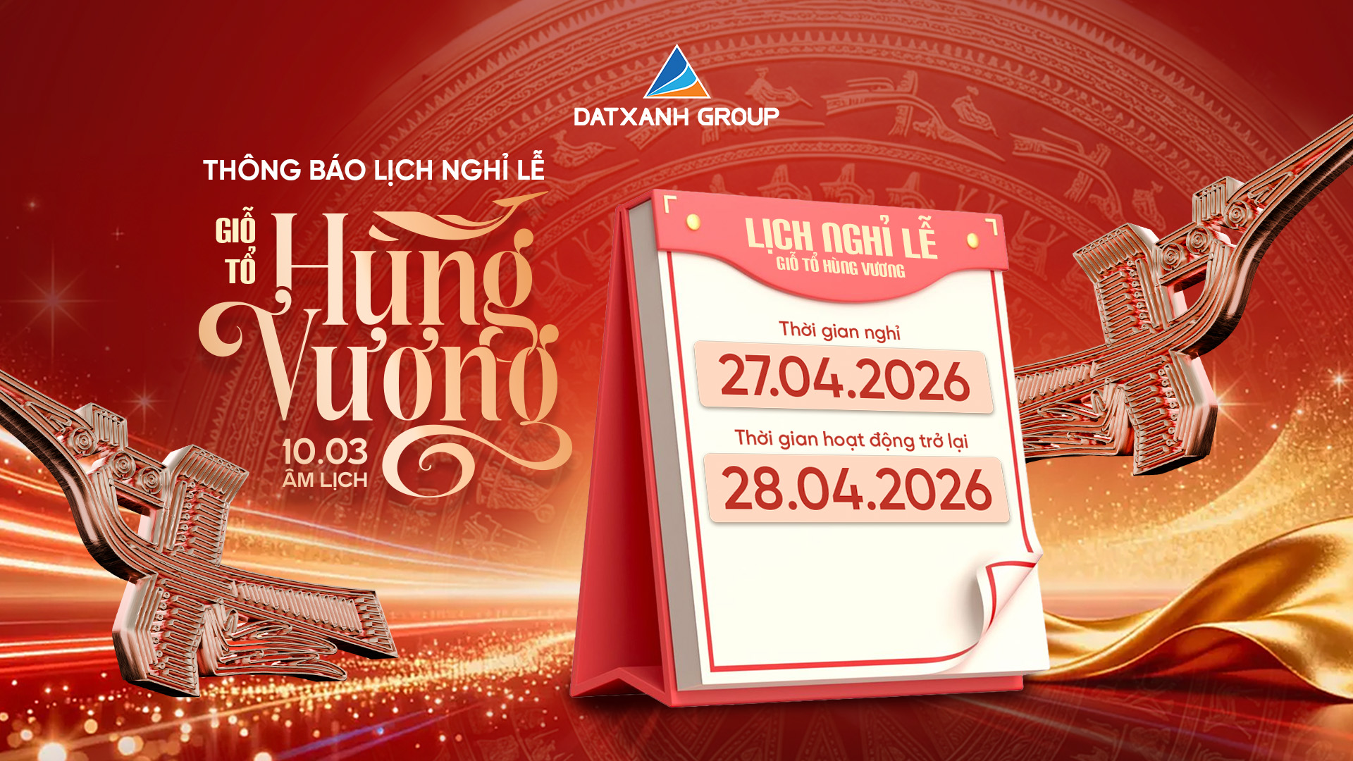 LỊCH NGHỈ GIỖ TỔ HÙNG VƯƠNG 2026